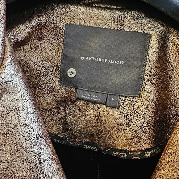 Rose Gold Metallic Gold Women's Crop Jacket From Anthropologie - Picture 3 of 10